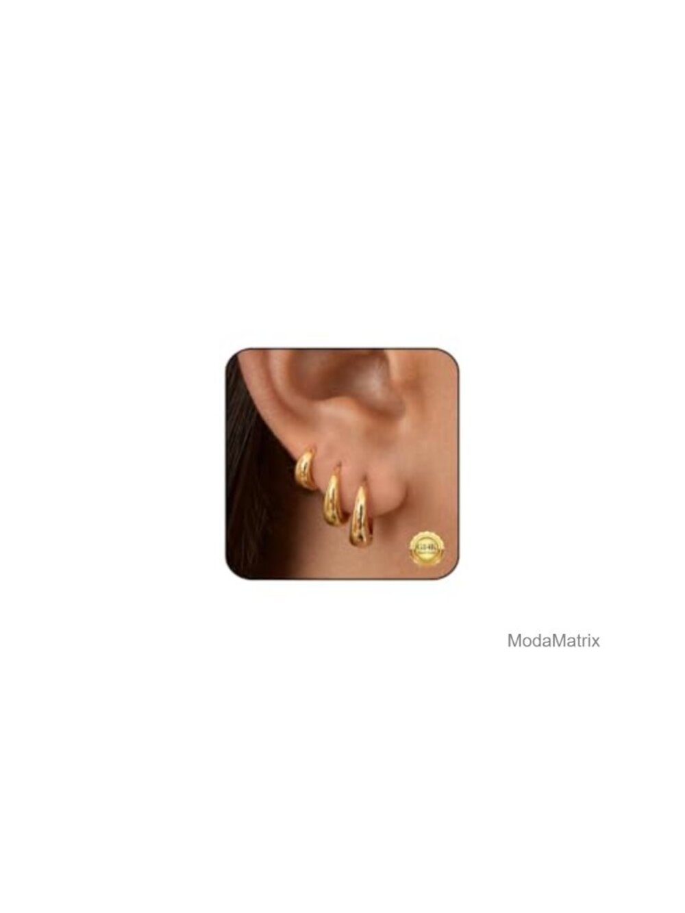 Gold Plated Hoop Earrings Set Huggie Hypoallergenic 3 Pairs